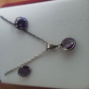 Sets Pendant & Earrings Silver 925 and Amthyst CZ